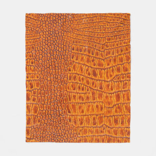 Close up of a brown reptile vintage leather textur fleece blanket