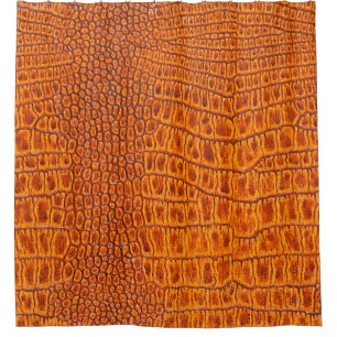 Close up of a brown reptile vintage leather textur shower curtain