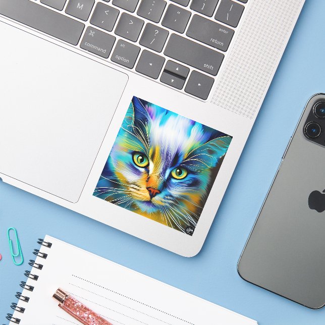 Close up of a Colourful Siamese Kitten (Laptop w/ iPhone)