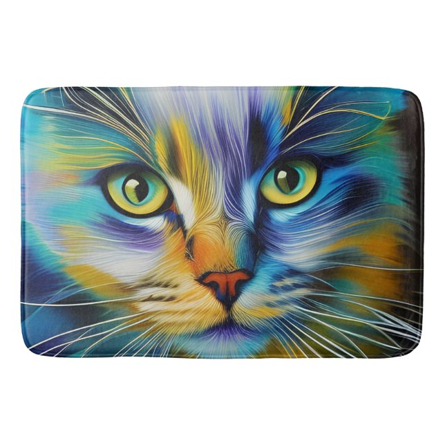 Close up of a Colourful Siamese Kitten Bath Mat (Front)