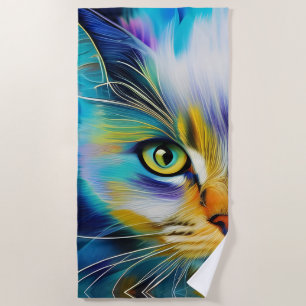 Close up of a Colourful Siamese Kitten Beach Towel