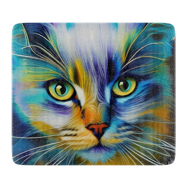 Close up of a Colourful Siamese Kitten Cutting Board (Front)