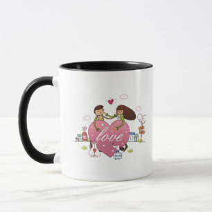 Close-up of a couple holding a heart shape mug