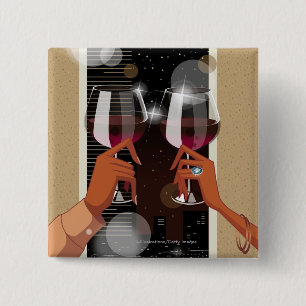 Close-up of a couple's toasting with wine glasses 15 cm square badge