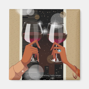 Close-up of a couple's toasting with wine glasses magnet