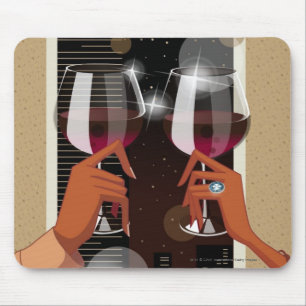 Close-up of a couple's toasting with wine glasses mouse mat
