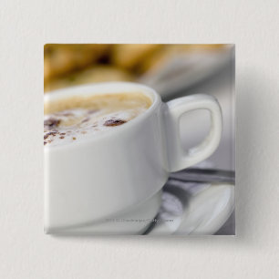 Close-up of a cup of coffee 15 cm square badge