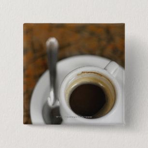 Close-up of a cup of coffee 2 15 cm square badge