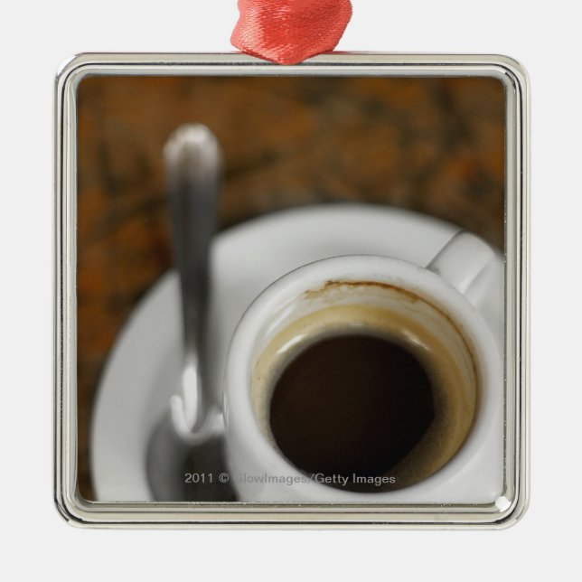 Close-up of a cup of coffee 2 metal tree decoration (Front)