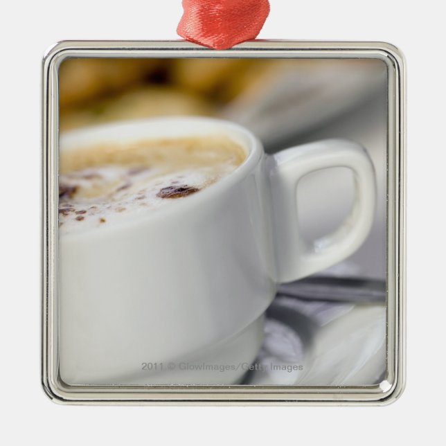Close-up of a cup of coffee metal tree decoration (Front)
