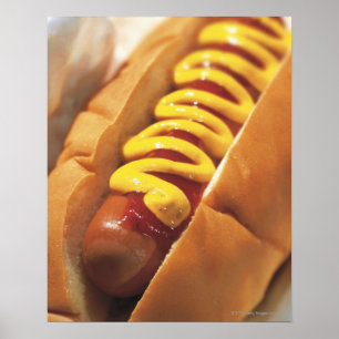 close-up of a hotdog poster