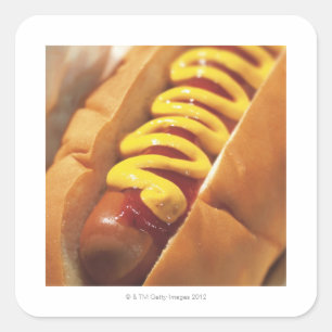 close-up of a hotdog square sticker