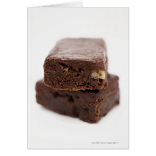 Close-up of a pile of two chocolate brownies on