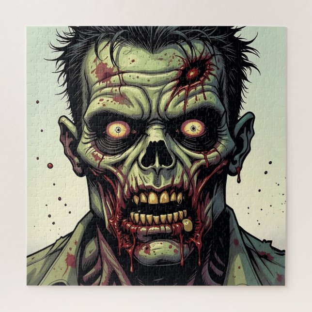 Close Up of a Pop Art Zombie Halloween Jigsaw Puzzle (Vertical)