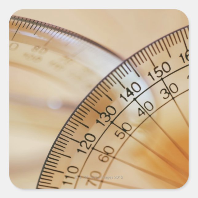 Close-up of a protractor square sticker (Front)