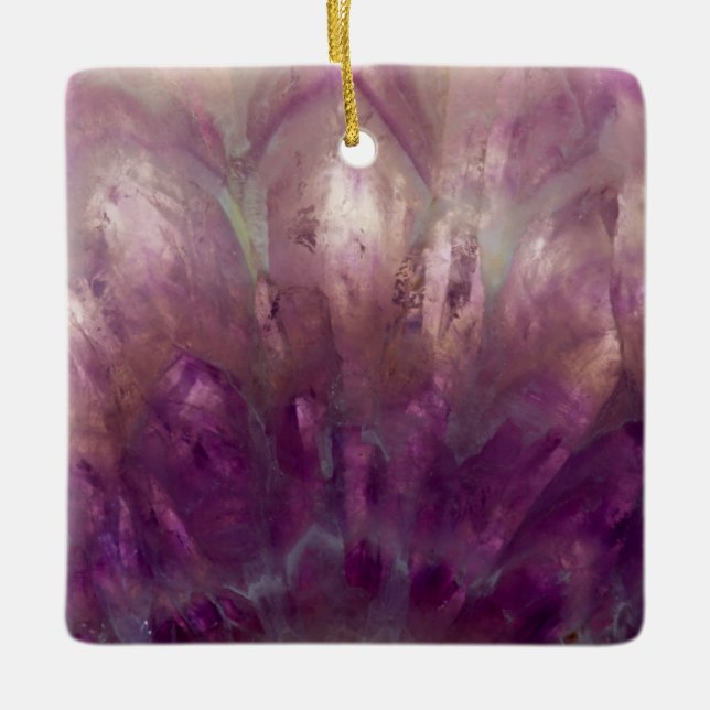Close up of a purple Amethyst Ceramic Ornament (Front)