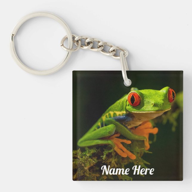 Close up of a Red Eyed Tree Frog #1 Key Ring (Front)