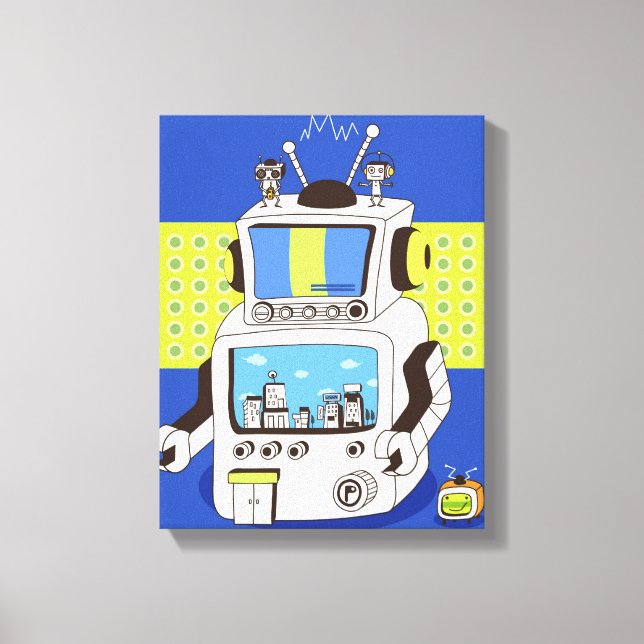 Close-up of a robot canvas print (Front)