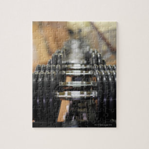 Close-up of a row of dumbbells jigsaw puzzle