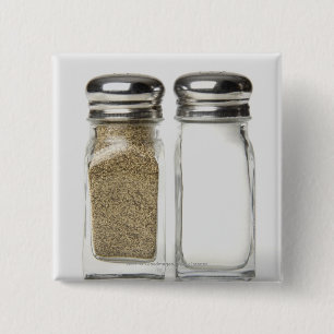 Close-up of a salt and a pepper shaker 15 cm square badge