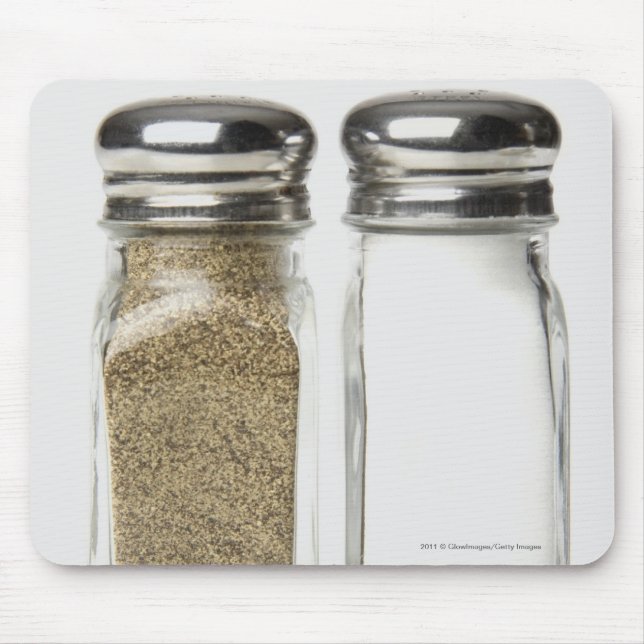 Close-up of a salt and a pepper shaker mouse mat (Front)