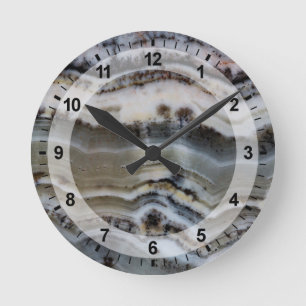 Close up of a Silver Lace Onyx Round Clock