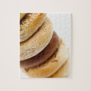 Close-up of a stack of assorted bagels jigsaw puzzle