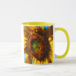 Close-up of a sunflower mug