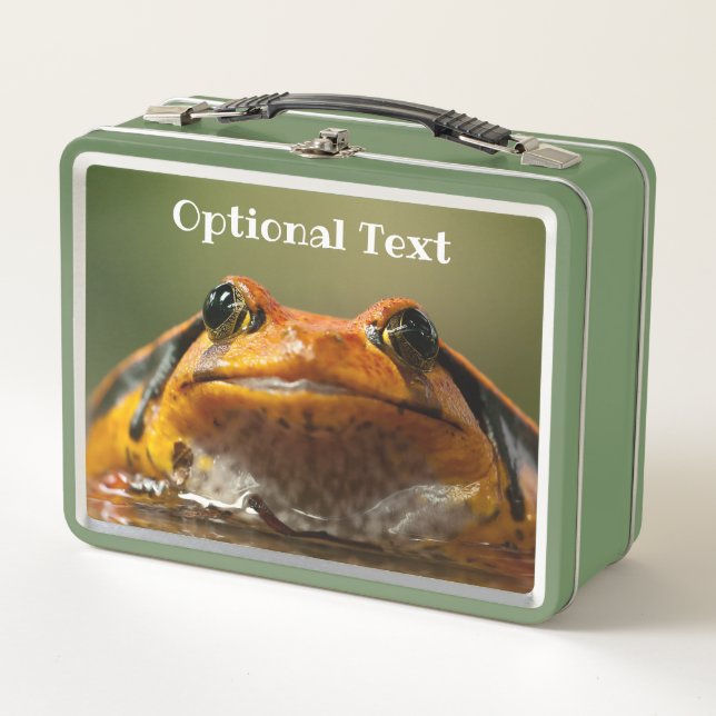 Close up of a Tomato Frog Personalised Mouse Pad Metal Lunch Box (Front)