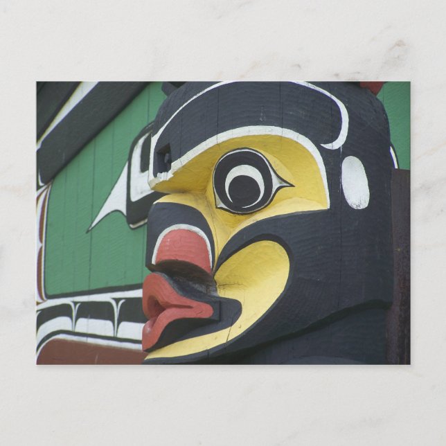 Close up of a totem pole postcard (Front)