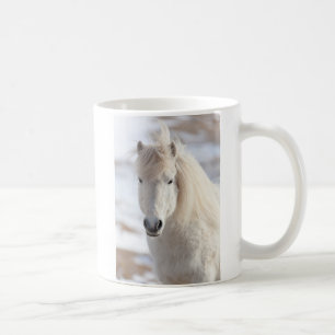 Close up of a White Icelandic Horse Coffee Mug