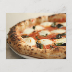Close-up of a whole pizza pie postcard