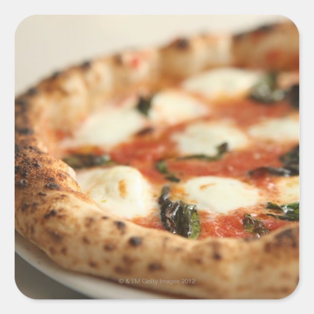 Close-up of a whole pizza pie square sticker (Front)