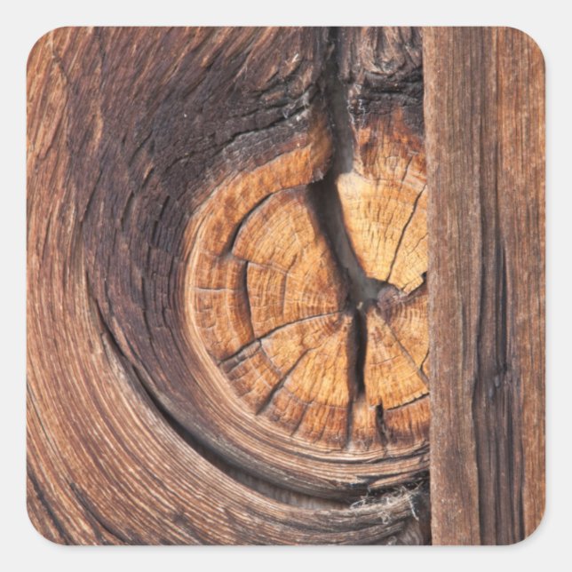 Close up of a wood knot, California Square Sticker (Front)