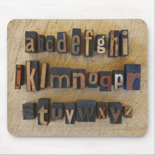 Close up of alphabet on letterpress 2 mouse mat
