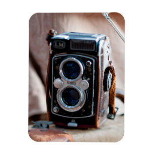 Close-up of an antique camera magnet
