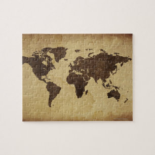 Close up of antique world map 3 jigsaw puzzle
