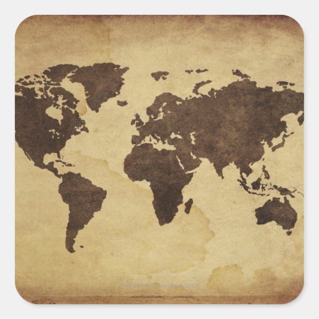 Close up of antique world map 3 square sticker (Front)