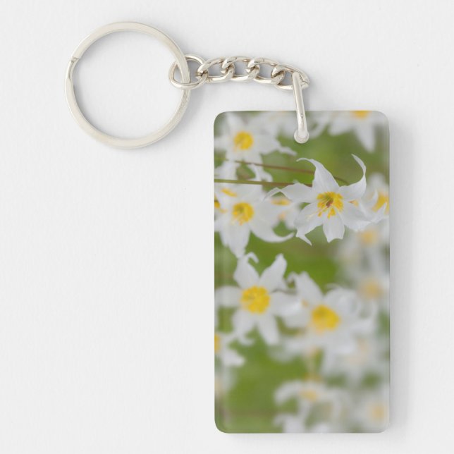 Close-up of avalanche lilies key ring (Front)