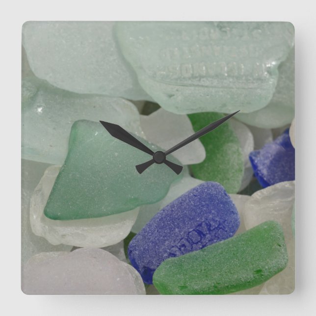 Close up of beach glass, Alaska Square Wall Clock (Front)
