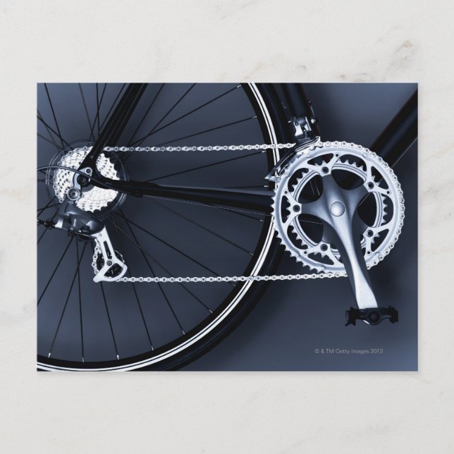 Close up of bicycle chain, pedal and gears postcard (Front)