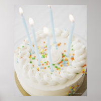 Close up of birthday cake with birthday candles