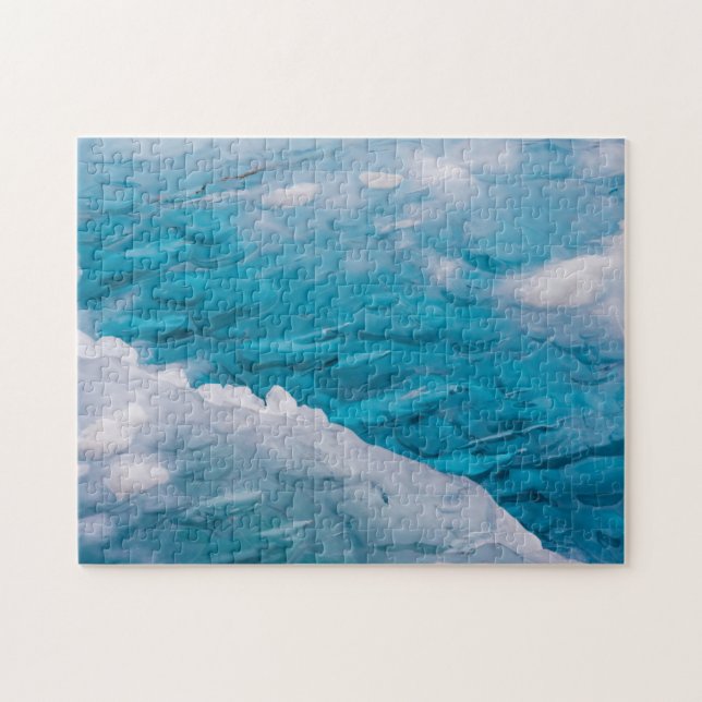 Close-up of blue ice jigsaw puzzle (Horizontal)