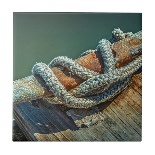 Close-up of boat cleat and rope tile (Front)