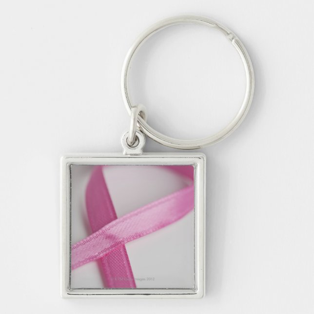 Close up of Breast Cancer Awareness Ribbon Key Ring (Front)