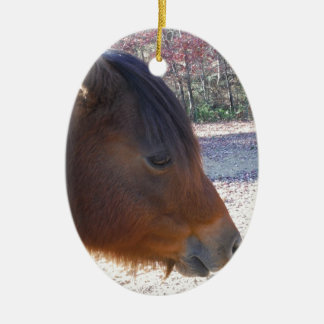 Close up of Brown horse, Little Brown Pony Ceramic Tree Decoration