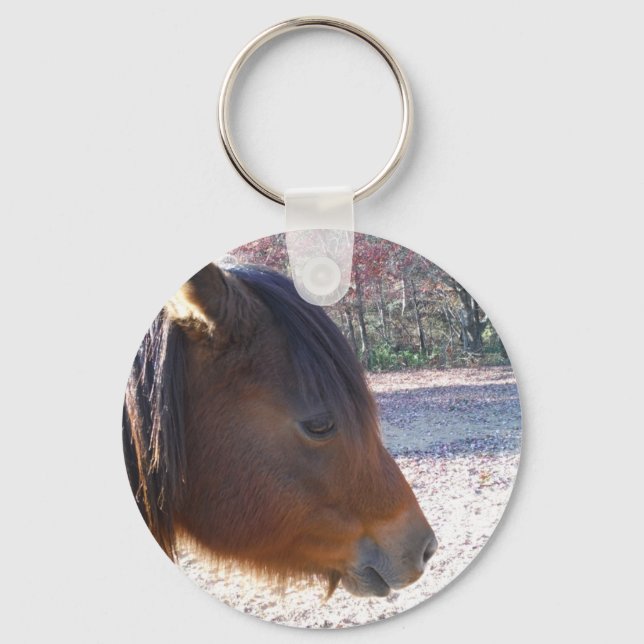 Close up of Brown horse, Little Brown Pony Key Ring (Front)