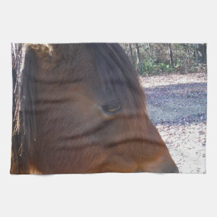 Close up of Brown horse, Little Brown Pony Tea Towel