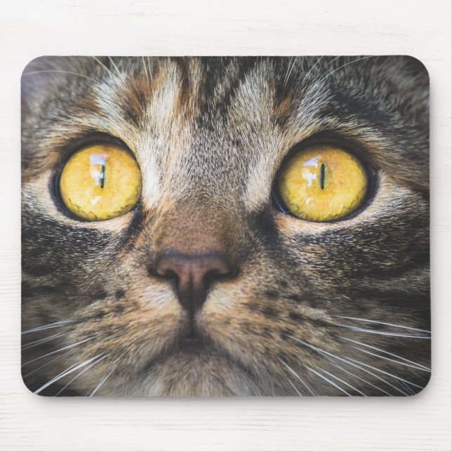 Close-up of Cat with Yellow Eyes Mouse Mat (Front)