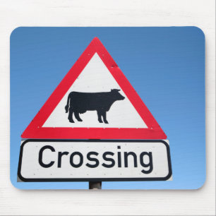 Close-Up Of Cattle Crossing Sign. Western Cape Mouse Mat